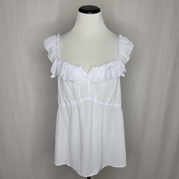 INC International Concepts Ruffle-Trim Empire Top White NWT $50 Size Large - Picture 4 of 11